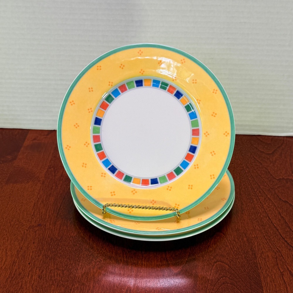 3 X Villeroy & Boch Twist Alea Limone Bread Butter Plate 7 Inch Yellow Excellent